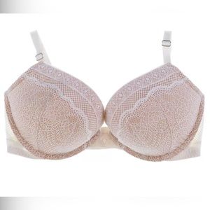 Victoria's Secret Add 2 Cup Sizes Bombshell Bra Nude With White Lace Detail